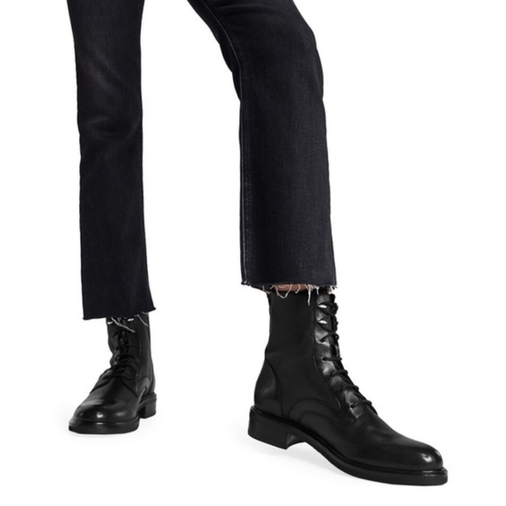 Rag & Bone Slayton Lace Up Black Leather Combat Boots
